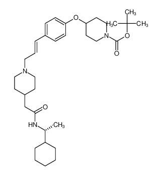 tert-butyl (R,E)-4-(4-(3-(4-(2-((1-cyclohexylethyl)amino)-2-oxoethyl)piperidin-1-yl)prop-1-en-1-yl)phenoxy)piperidine-1-carboxylate_696593-01-8