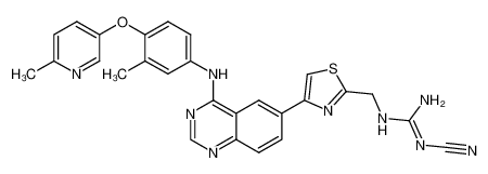 (E)-2-cyano-1-((4-(4-((3-methyl-4-((6-methylpyridin-3-yl)oxy)phenyl)amino)quinazolin-6-yl)thiazol-2-yl)methyl)guanidine_697299-84-6