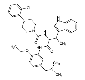 4-(2-chlorophenyl)-N-[(1R,2S)-1-[({5-[(dimethylamino)methyl]-2-ethoxyphenyl}amino)carbonyl]-2-(1H-indol-3-yl)propyl]piperazine-1-carboxamide_697308-50-2