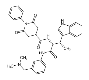 N-[(1R,2S)-1-[({3-[(dimethylamino)methyl]phenyl}amino)carbonyl]-2-(1H-indol-3-yl)propyl]-3,5-dioxo-4-phenylpiperazine-1-carboxamide_697308-69-3