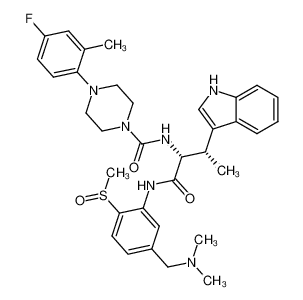 N-[(1R,2S)-1-({[5-[(dimethylamino)methyl]-2-(methylsulfinyl)phenyl]amino}carbonyl)-2-(1H-indol-3-yl)propyl]-4-(4-fluoro-2-methylphenyl)piperazine-1-carboxamide_697309-52-7