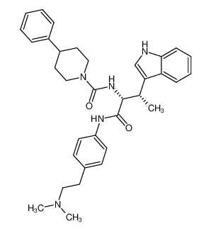 N-[(1R,2S)-1-[({4-[2-(dimethylamino)ethyl]phenyl}amino)carbonyl]-2-(1H-indol-3-yl)propyl]-4-phenyl-1-piperidinecarboxamide_697310-34-2