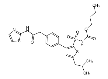N-butyloxycarbonyl-3-[4-(thiazol-2-ylcarbamoylmethyl)phenyl]-5-iso-butylthiophene-2-sulfonamide_697746-44-4