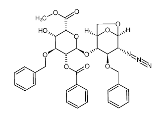 methyl (2-O-benzoyl-3-O-benzyl-α-L-idopyranosyl)uronate-(1-)4)-1,6-anhydro-2-azido-3-O-benzyl-2-deoxy-β-D-glucopyranoside_697795-88-3