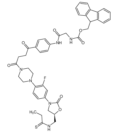 (9H-fluoren-9-yl)methyl (S)-(2-((4-(4-(4-(2-fluoro-4-(2-oxo-5-(propanethioamidomethyl)oxazolidin-3-yl)phenyl)piperazin-1-yl)-4-oxobutanoyl)phenyl)amino)-2-oxoethyl)carbamate_697805-71-3