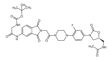 tert-butyl (S)-(2-((2-(2-(4-(4-(5-(acetamidomethyl)-2-oxooxazolidin-3-yl)-2-fluorophenyl)piperazin-1-yl)-2-oxoethyl)-1,3-dioxoisoindolin-5-yl)amino)-2-oxoethyl)carbamate_697806-07-8