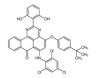 4-(4-(tert-butyl)phenoxy)-2-(2,6-dihydroxyphenyl)-6-((2,4,6-trichlorophenyl)amino)-7H-benzo[e]perimidin-7-one_698356-22-8