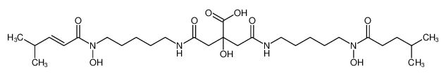 Butanoic acid,2-hydroxy-4-[[5-[hydroxy[(2E)-4-methyl-1-oxo-2-pentenyl]amino]pentyl]amino]-2-[2-[[5-[hydroxy(4-methyl-1-oxopentyl)amino]pentyl]amino]-2-oxoethyl]-4-oxo-_698358-14-4