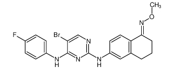 (E)-6-((5-bromo-4-((4-fluorophenyl)amino)pyrimidin-2-yl)amino)-3,4-dihydronaphthalen-1(2H)-one O-methyl oxime_698997-06-7