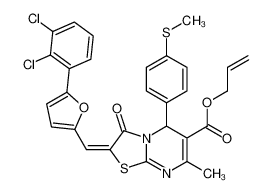 prop-2-enyl 2-[[5-(2,3-dichlorophenyl)furan-2-yl]methylidene]-7-methyl-5-(4-methylsulfanylphenyl)-3-oxo-5H-[1,3]thiazolo[3,2-a]pyrimidine-6-carboxylate_6997-99-5