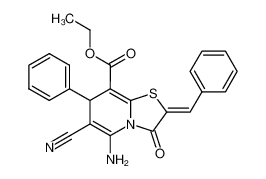 4-Amino-2-benzylidene-5-cyano-7-ethoxycarbonyl-6-phenyl-3-oxo-2,3-dihydro-6H-thiazolo(2,3-a)pyridine_79421-56-0