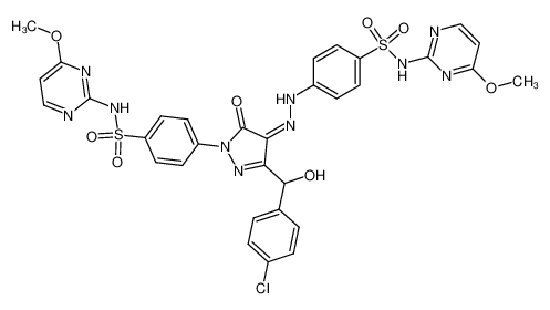 4-(2-(3-((4-chlorophenyl)(hydroxy)methyl)-1-(4-(N-(4-methoxypyrimidin-2-yl)sulfamoyl)phenyl)-5-oxo-1,5-dihydro-4H-pyrazol-4-ylidene)hydrazineyl)-N-(4-methoxypyrimidin-2-yl)benzenesulfonamide_79530-23-7
