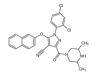 1-(2,4-dichlorophenyl)-3-(3,5-dimethylpiperazine-1-carbonyl)-5-(naphthalen-2-yloxy)-1H-pyrazole-4-carbonitrile_795303-67-2