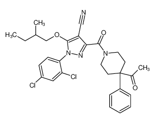3-(4-acetyl-4-phenylpiperidine-1-carbonyl)-1-(2,4-dichlorophenyl)-5-(2-methylbutoxy)-1H-pyrazole-4-carbonitrile_795303-83-2