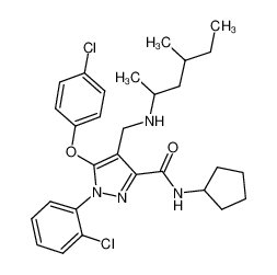 5-(4-chloro-phenoxy)-1-(2-chloro-phenyl)-4-[(1,3-dimethyl-pentylamino)-methyl]-1H-pyrazole-3-carboxylic acid cyclopentylamide_795304-80-2