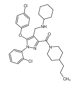 [5-(4-chloro-phenoxy)-1-(2-chloro-phenyl)-4-cyclohexylaminomethyl-1H-pyrazol-3-yl]-(4-propyl-piperidin-1-yl)-methanone_795305-26-9