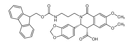 rel-(3R,4S)-2-(3-((((9H-fluoren-9-yl)methoxy)carbonyl)amino)propyl)-3-(benzo[d][1,3]dioxol-5-yl)-6,7-dimethoxy-1-oxo-1,2,3,4-tetrahydroisoquinoline-4-carboxylic acid_795311-61-4