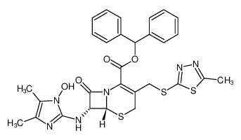 benzhydryl (6R,7R)-7-((1-hydroxy-4,5-dimethyl-1H-imidazol-2-yl)amino)-3-(((5-methyl-1,3,4-thiadiazol-2-yl)thio)methyl)-8-oxo-5-thia-1-azabicyclo[4.2.0]oct-2-ene-2-carboxylate_79546-23-9