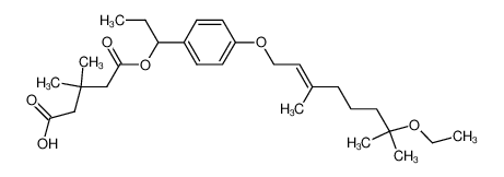 3,3-Dimethyl-pentanedioic acid mono-{1-[4-((E)-7-ethoxy-3,7-dimethyl-oct-2-enyloxy)-phenyl]-propyl} ester_79550-96-2