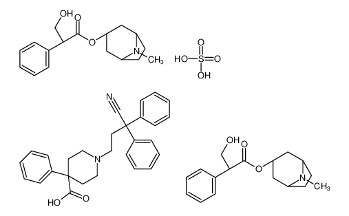 1-(3-cyano-3,3-diphenylpropyl)-4-phenylpiperidine-4-carboxylic acid,[(1S,5R)-8-methyl-8-azabicyclo[3.2.1]octan-3-yl] 3-hydroxy-2-phenylpropanoate,sulfuric acid_79568-96-0