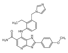7-((3-((1H-imidazol-1-yl)methyl)-2-ethylphenyl)amino)-2-(4-methoxyphenyl)-1H-imidazo[4,5-b]pyridine-6-carboxamide_796089-07-1