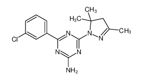 4-(3-chlorophenyl)-6-(3,5,5-trimethyl-4,5-dihydro-1H-pyrazol-1-yl)-1,3,5-triazin-2-amine_79611-30-6