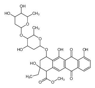 methyl 4-[5-(4,5-dihydroxy-6-methyloxan-2-yl)oxy-4-hydroxy-6-methyloxan-2-yl]oxy-2-ethyl-2,5,7-trihydroxy-6,11-dioxo-3,4-dihydro-1H-tetracene-1-carboxylate_79638-26-9