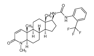 1-(2-(trifluoromethyl)phenyl)-3-((4aR,4bS,6aS,7S,9aS,9bS,11aR)-1,4a,6a-trimethyl-2-oxo-2,4a,4b,5,6,6a,7,8,9,9a,9b,10,11,11a-tetradecahydro-1H-indeno[5,4-f]quinolin-7-yl)urea_796885-78-4