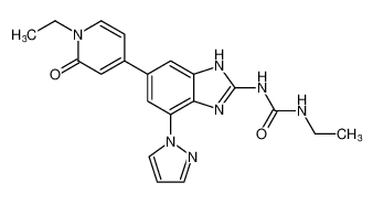 1-ethyl-3-(6-(1-ethyl-2-oxo-1,2-dihydropyridin-4-yl)-4-(1H-pyrazol-1-yl)-1H-benzo[d]imidazol-2-yl)urea_797044-34-9