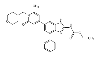 ethyl (6-(6-methyl-2-oxo-1-((tetrahydro-2H-pyran-4-yl)methyl)-1,2-dihydropyridin-4-yl)-4-(pyridin-2-yl)-1H-benzo[d]imidazol-2-yl)carbamate_797045-64-8