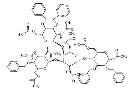 4-O-(2-Acetamido-3-O-(2-acetamido-3,6-di-O-acetyl-4-O-benzyl-2-desoxy-α-D-galactopyranosyl)-4-O-(2-acetamido-6-O-acetyl-3,4-di-O-benzyl-2-desoxy-α-D-glucopyranosyl)-6-O-acetyl-2-desoxy-α-D-galactopyranosyl)-1,6-di-O-acetyl-2,3-di-O-benzyl-α-D-g_79705-91-2
