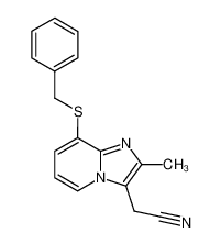 3-(cyanomethyl)-2-methyl-8-((phenylmethyl)thio)imidazo(1,2-a)pyridine_79707-41-8