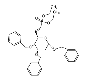 benzyl 3,4-di-O-benzyl-2,6,7-trideoxy-7-diethoxyphosphinoyl-α-D-arabino-hept-6-trans-enopyranoside_79774-61-1