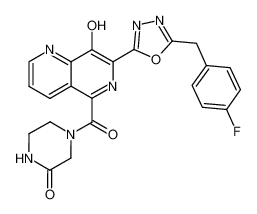 4-(7-(5-(4-fluorobenzyl)-1,3,4-oxadiazol-2-yl)-8-hydroxy-1,6-naphthyridine-5-carbonyl)piperazin-2-one_797788-12-6