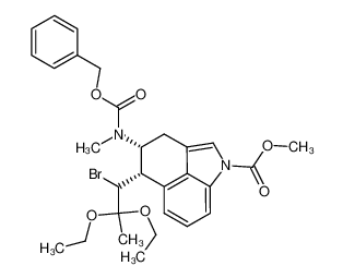 (4R,5S)-4-(Benzyloxycarbonyl-methyl-amino)-5-(1-bromo-2,2-diethoxy-propyl)-4,5-dihydro-3H-benzo[cd]indole-1-carboxylic acid methyl ester_79820-46-5
