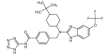 4-(((4-(tert-butyl)cyclohexyl)(5-(trifluoromethoxy)-1H-benzo[d]imidazol-2-yl)amino)methyl)-N-(1H-tetrazol-5-yl)benzamide_798536-33-1