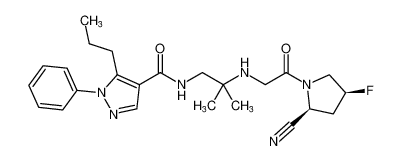 N-(2-((2-((2S,4S)-2-cyano-4-fluoropyrrolidin-1-yl)-2-oxoethyl)amino)-2-methylpropyl)-1-phenyl-5-propyl-1H-pyrazole-4-carboxamide_798572-13-1