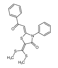 5-(Bis-methylsulfanyl-methylene)-2-[2-oxo-2-phenyl-eth-(E)-ylidene]-3-phenyl-thiazolidin-4-one_79923-12-9