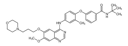 Benzamide,N-(1,1-dimethylethyl)-3-[4-[[7-methoxy-6-[3-(4-morpholinyl)propoxy]-4-quinazolinyl]amino]-2-methylphenoxy]-_799245-41-3