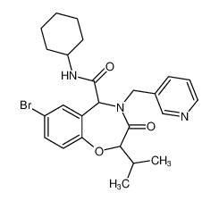 7-bromo-N-cyclohexyl-2-isopropyl-3-oxo-4-(pyridin-3-ylmethyl)-2,3,4,5-tetrahydrobenzo[f][1,4]oxazepine-5-carboxamide_799281-56-4