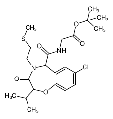 tert-butyl (7-chloro-2-isopropyl-4-(2-(methylthio)ethyl)-3-oxo-2,3,4,5-tetrahydrobenzo[f][1,4]oxazepine-5-carbonyl)glycinate_799282-47-6