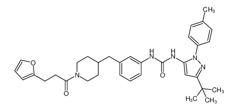 1-(3-(tert-butyl)-1-(p-tolyl)-1H-pyrazol-5-yl)-3-(3-((1-(3-(furan-2-yl)propanoyl)piperidin-4-yl)methyl)phenyl)urea_799284-78-9