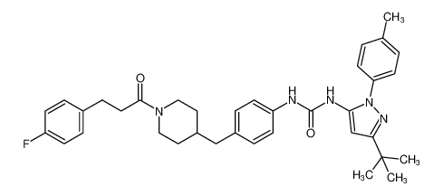1-(3-(tert-butyl)-1-(p-tolyl)-1H-pyrazol-5-yl)-3-(4-((1-(3-(4-fluorophenyl)propanoyl)piperidin-4-yl)methyl)phenyl)urea_799287-03-9