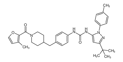 1-(3-(tert-butyl)-1-(p-tolyl)-1H-pyrazol-5-yl)-3-(4-((1-(3-methylfuran-2-carbonyl)piperidin-4-yl)methyl)phenyl)urea_799287-14-2