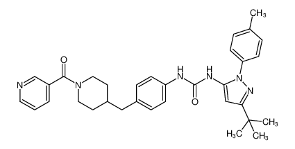1-(3-(tert-butyl)-1-(p-tolyl)-1H-pyrazol-5-yl)-3-(4-((1-nicotinoylpiperidin-4-yl)methyl)phenyl)urea_799288-13-4