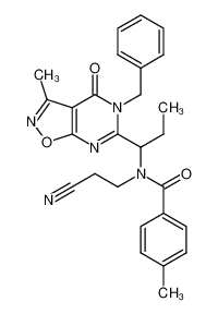 (+-)-N-[1-(5-Benzyl-3-methyl-4-oxo-4,5-dihydro-isoxazolo[5,4-d]pyrimidin-6-yl)-propyl]-N-(2-cyano-ethyl)-4-methyl-benzamide_799294-87-4