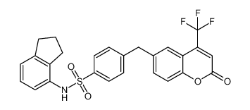 N-(2,3-dihydro-1H-inden-4-yl)-4-((2-oxo-4-(trifluoromethyl)-2H-chromen-6-yl)methyl)benzenesulfonamide_799299-29-9