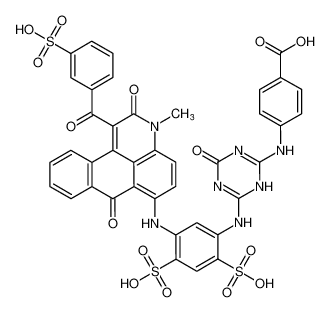 Benzoic acid,4-[[6-[[5-[[2,7-dihydro-3-methyl-2,7-dioxo-1-(3-sulfobenzoyl)-3H-naphtho[1,2,3-de]quinolin-6-yl]amino]-2,4-disulfophenyl]amino]-1,4-dihydro-4-oxo-1,3,5-triazin-2-yl]amino]-_799767-55-8