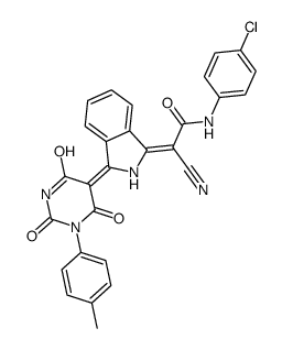 (2E)-N-(4-chlorophenyl)-2-cyano-2-[(3Z)-3-[1-(4-methylphenyl)-2,4,6-trioxo-1,3-diazinan-5-ylidene]isoindol-1-ylidene]acetamide_85959-60-0