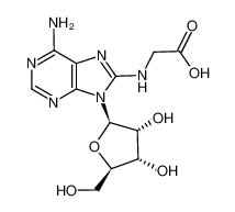[6-amino-9-((2R,3R,4S,5R)-3,4-dihydroxy-5-hydroxymethyl-tetrahydrofuran-2-yl)-9H-purin-8-ylamino]-acetic acid_87650-99-5